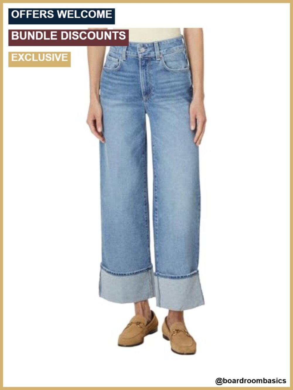 High Rise Straight Leg Ankle Jeans with Cuff Hem